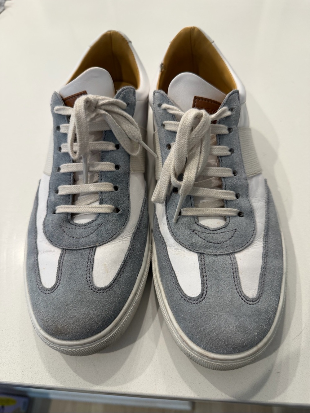Mezlan Made in Spain Leather Suede Sneakers White Gray Men’s 9.5
